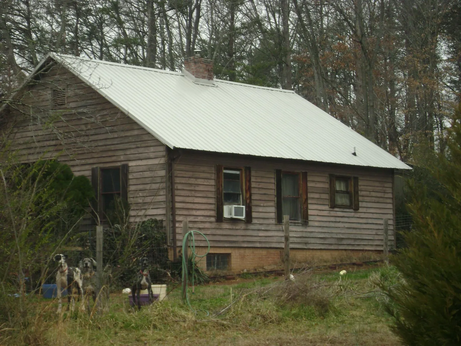 White metal roof on an old wood sided farmhouse, from a Asphalt Shingle Roof Repair job in Southfield